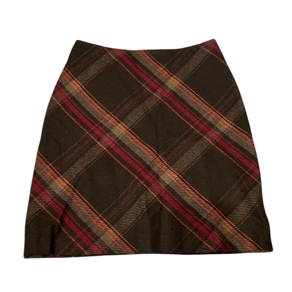 Vintage Preppy Plaid Wool Blend Talbots Outlet Academia Pencil Skirt Sz 8